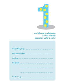 Birthday Party Invitation - One Year Old